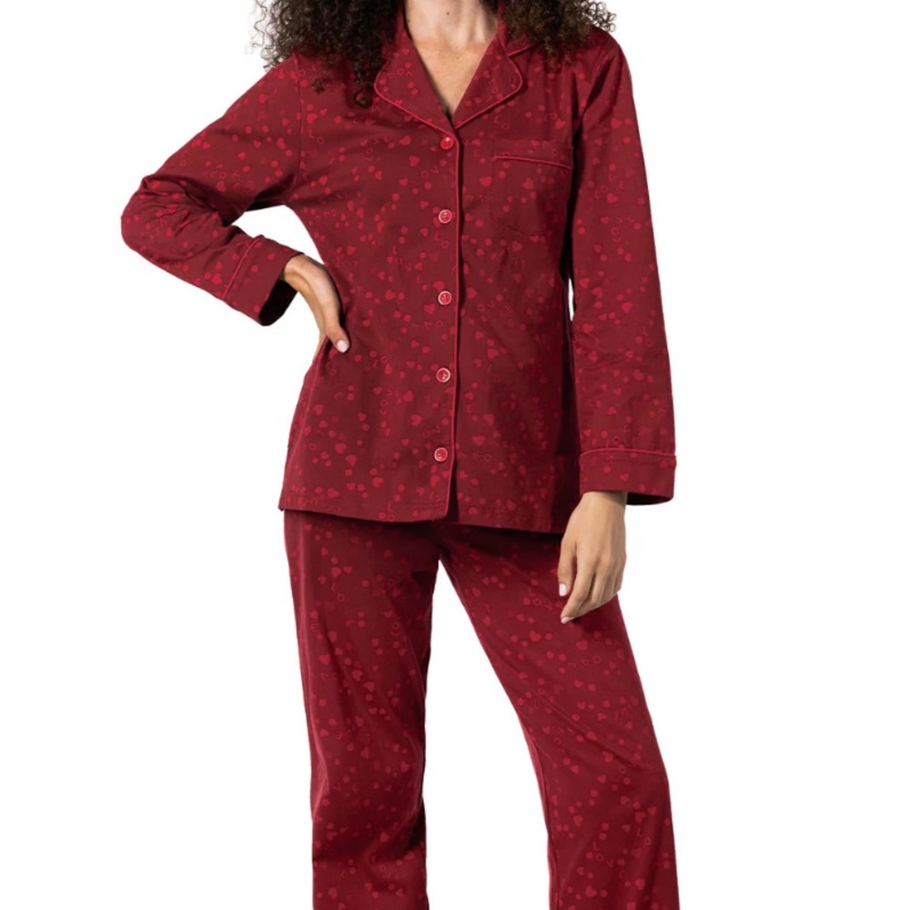 Pajamagram Sweet Love Button-Front Pajamas Size Small 100% Cotton